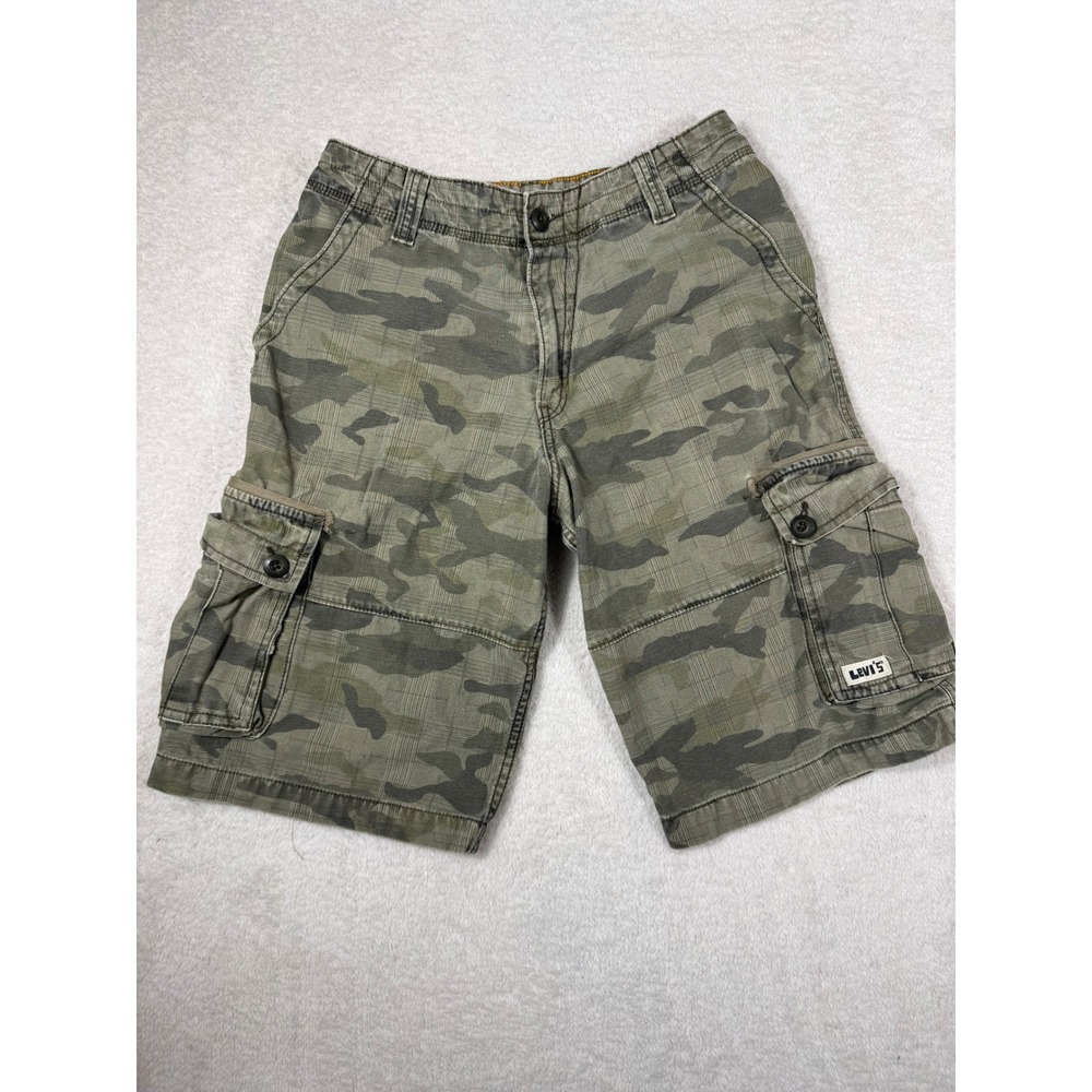 Levi's Cargo Shorts Boys 28 Green Camo Good Utility Gorpcore Military Skater Y2K